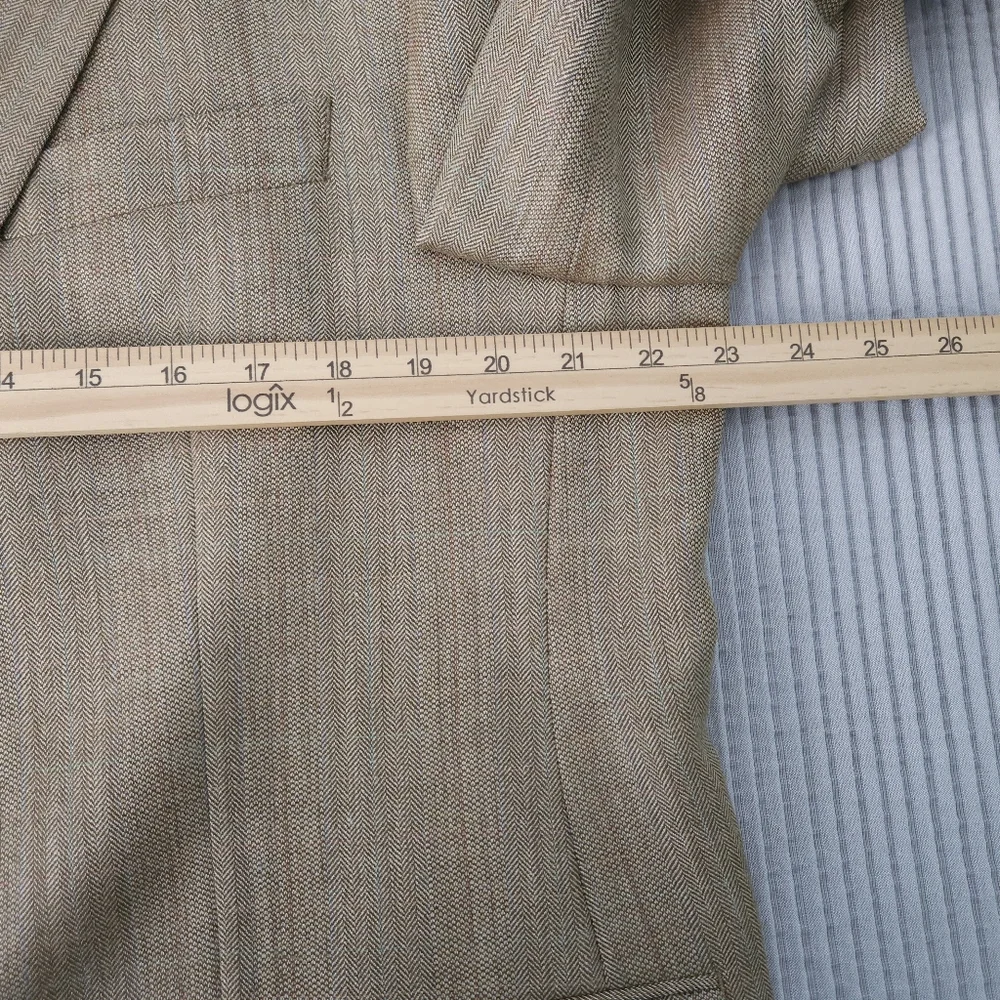Lauren Ralph Lauren Silk Wool Blazer 44R Camel Tan Herringbone Old Money‎